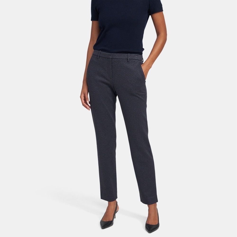 Theory - Tailored Trouser in Stretch Knit - Charcoal Multi